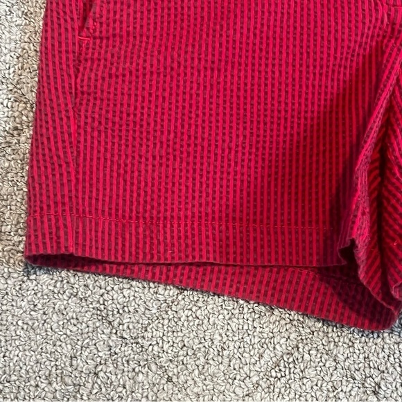 Ann Taylor Loft Shorts Womens 4 Red Seersucker Striped Stretch Chino Pockets - Picture 7 of 10